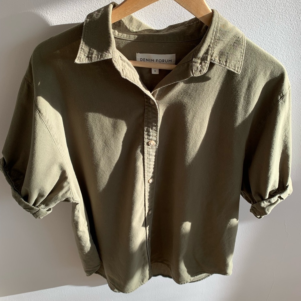 Denim Forum Sage Green Casual Shirt